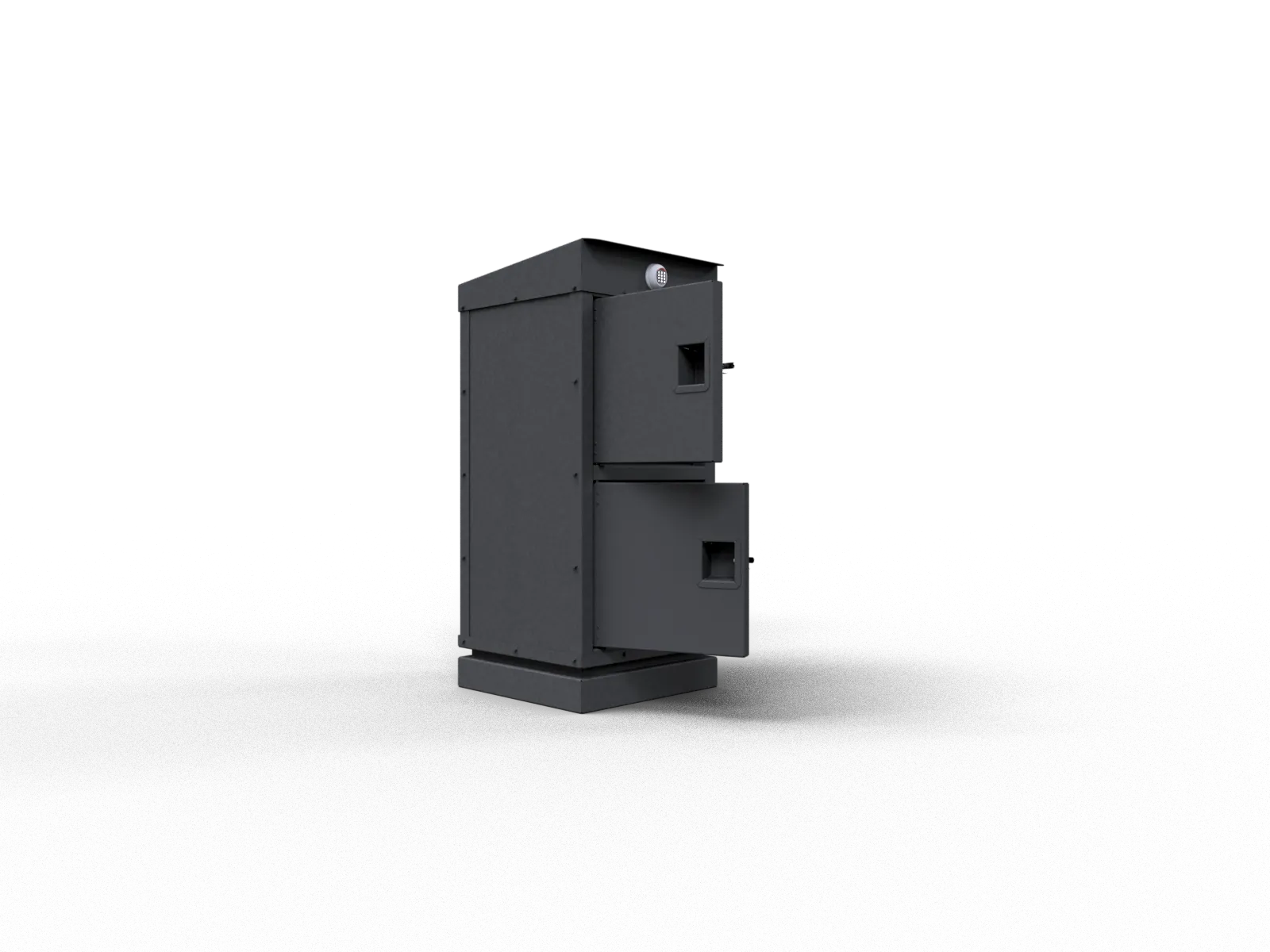 A MyCrate unit with both locker doors open