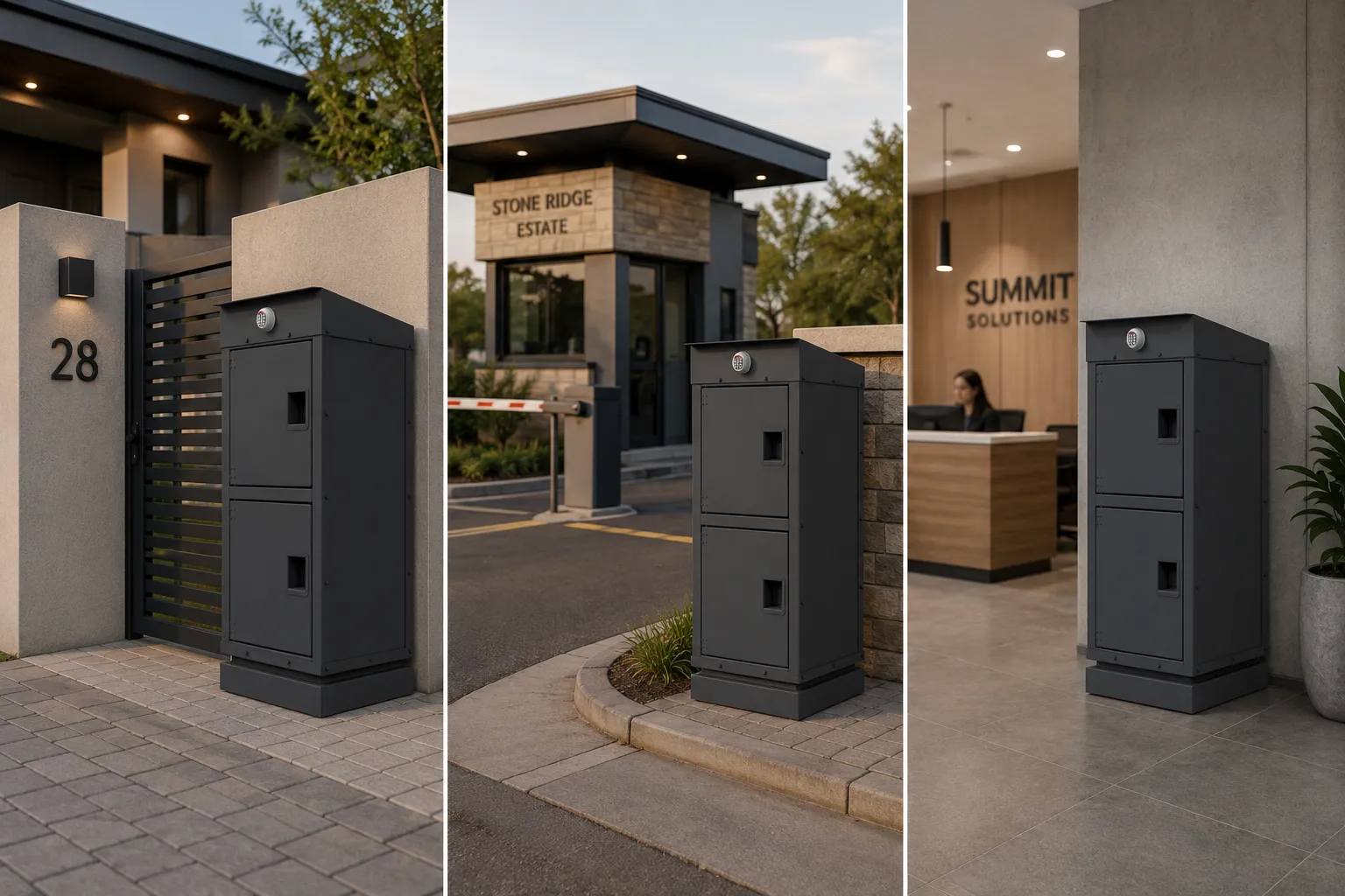 A MyCrate unit installed at a residential entrance