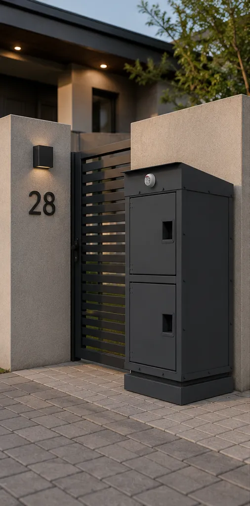 A MyCrate unit installed at a residential entrance